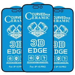 iPhone 15 Pro Max 14 Plus 13 Mini 12 11 XS XR X 8 7 SE 3D Edge Curved Ceramics HD 필름 안티 충격 폭발 곡선 증명 프리미엄 전체 커버