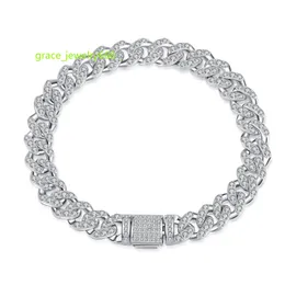 925 Sterling Silver Cuban Chain Jewelry High-End Design White Moissanite Armband Ready For Sale