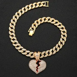 Pendant Necklaces Fashion Women Men Iced Out Bling Rhinestone Cuban Link Chain Necklace Hip Hop Statement Jewelry