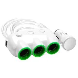 5V3.1A Multifunktionsbil Charger 3-Socket Cigarettändare Adapter Dual USB Universal Carcharger för iPhone för Samsung