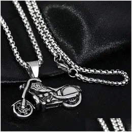 Colares Pingente Vintage Titanium Steel Box Chain Colar Motocicleta Mens Long Sweater Casal Acessórios Gota Entrega Jóias Pend DHC6G