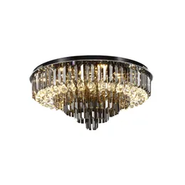 Lampadario di cristallo rotondo di lusso di nuovo design che illumina plafoniere a led decorative per interni
