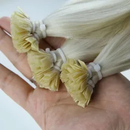 Extensions Echthaarverlängerungen mit flacher Spitze, 1,0 g/Strähne, chinesisches vorgebundenes Haar, Remy Raw Vrigin, gerade, italienische Keratinspitzen, Fusionshaar