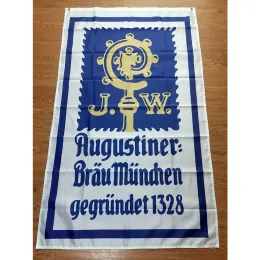 Acessórios Augustiner Brau Munchen Bandeira de cerveja 3 pés * 5 pés (90 * 150 cm) Tamanho Decorações de Natal para casa Bandeira Banner Decoração interna e externa BER49