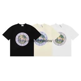 Herren-T-Shirts. Hochwertiges T-Shirt mit Buchstaben-Kokosnussbaum-Aufdruck für Herren, Retro-Waschung, modisch, lässig, übergroß, Hip-Hop, mit der Aufschrift H240401