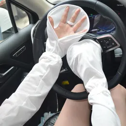 Knäunderlag Summer Ice Sleeve Gloves For Women Anti-Sunburn Arm Guard Loose Breattable Outdoor Driving Sun Protection Långt handtäcke