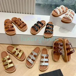 Triomphe Mule Kalbsleder Damen Tippi Slide Clea Triomphe Gladiator Chunky Sandal Shearling Damen Designer Hausschuhe Sommer Luxusschuhe Größe 35-42 Sandbeach