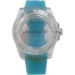 SUB transparent plastic luminous case+strap 40mm acrylic watch mask suitable for NH35/36/4R movement