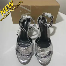 Python Za 2024 Herbstschuhe Hochwertige Absätze Runde Zehen Fischmaul Schnalle Riemen Sandalen Schlange Stiletto Luxus Designer Knöchel Wraparound Frauen mit Absatz Abend