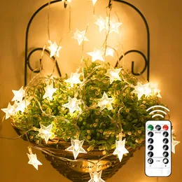 8 modos de iluminação Star Waterproof Outdoor Indoor LED String Lights, operado por bateria com controle remoto