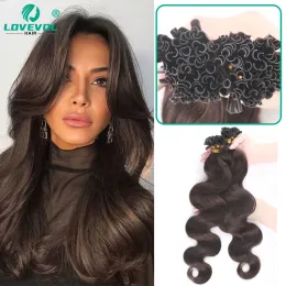 Extensões de cabelo humano onda queratina fusão u ponta extensões de cabelo humano cápsula u ponta do prego remy pré ligado cabelo ondulado marrom escuro 1226 polegadas