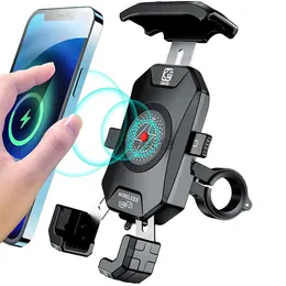 Cep Telefon Montajları Tutucular Motosiklet Telefon Tutucu Moto Desteği Telefon Mobil Stand Montaj Kablosuz Şarj Motor Bisiklet Cep Telefonu Gidon Braketi 240322