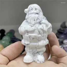 Dekorativa figurer Naturliga kristaller Howlite Santa Claus Carving Crafts som julklappar för barnen eller heminredningen 1 st