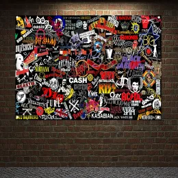 Accessories Rock and Roll Band LOGO Collection Gifts Heavy Metal Music Posters Cloth Flags & Banners 4 Hole Hang Cloth Wall Art Home Decor 2