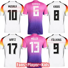 Wirtz Musiala Euro 2024 Germanys Pink Soccer Jersey Kroos Gundogan Kimmich Havertz Deutschland Home Away Football Shirts 24 25 Skjortor Spelare fans män kvinnor barn set