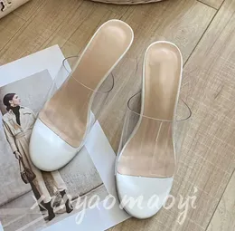 Designer sandals Womens luxury slippers New transparent slope heel small fragrant wind fish mouth shoes Sexy casual fashion summer transparent shoes #34-40
