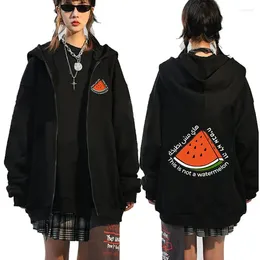 Hoodies masculinos Este não é um pulôver de melancia com zíper com capuz homens mulheres roupas de moda casual zip up moletom casacos de lã oversized