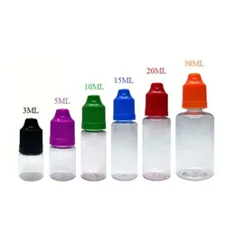 5 ml färgglada 10 ml 250 st 15 ml 20 ml tomma flytande plastdroppflaskor med husdjurflaskkappar nålspetsar 1
