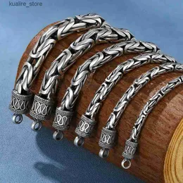 Urok Bracelety Realu 925 Srebrne kobiety 4/5/6/7 mm vintage bizantyjski link S -Clasp S 18 cm do 22 cm długości L240322