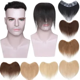 Toupees sego 4x18cm v döngü erkekler saç parçası ince cilt pu toupee insan remy saç yaması yedek el yapımı gerçek saç çizgisi saç parçaları