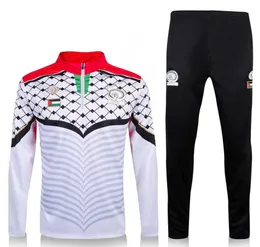 Palästina-Fußball-Trainingsanzug-Set, CD Palestino, weiß, schwarz, Sportbekleidung, lange Ärmel, Trainingsanzüge, Fußballjacket Chandal Futbol Survêtement