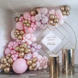 Party Decoration 194Pcs Macaron Pink Purple Balloon Garland Arch Kit Gold Chrome Latex Balloons For Wedding Birthday Baby Shower Decor