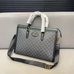 Masculino listrado maleta designer bolsa para portátil das mulheres sacos de ombro couro sacola bolsa de negócios bolsa para portátil liga tigre cabeça computador saco mensageiro