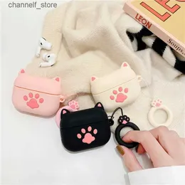 Earphone Accessories Cat Paw Cartoon for Airpods 1 2 Case Cute Soft Silicone Wireless Earphone Charging Cover for AirPods Pro Bluetooth Case HeadsetY240322