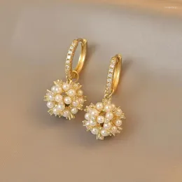 Hoop Earrings Zircon Imitation Pearl Pendant For Women Fashion Unique Creative Versatile Accessories Brincos Wholesale