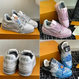 Skate Womens Sneakers Gradient Wash Leather Painting Renering unik retroeffekt Läder överdelar män mode casual skor toppkvalitet kontorsskor