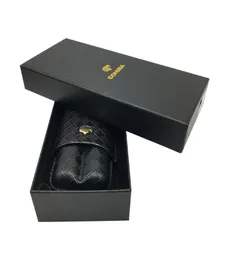 Nova chegada portátil cor preta couro ao ar livre traval charuto humidor caso pode conter 2 cigarro presente box4295394