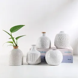 Vasos muito elegante pequeno vaso cerâmico pequeno jardiniere mesa ornamento flor branca receptáculo seco hidropônico planta titular
