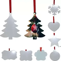 Ornamento Sublimação Dupla Face Xmas Em Branco Árvore de Natal Pingente Multi Forma Placa de Alumínio Metal Pendurado Tag Feriados Decoração Wly935