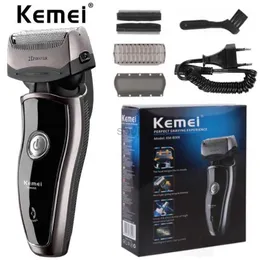 Electric Shavers Kemei Original KM-8009 Mens Electric Foil Shaver med 2 reservdelarhuvuden laddningsbara trådlösa rakapparater 240322