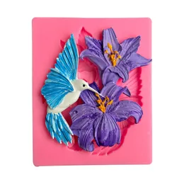 Hummingbird Honey Picking Silicone Mold Aromatherapy Candle Gypsum DIY Flipping Sugar Cake Baking Silicone Mold 1222127