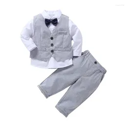 Kleidungssets Kinder Jungen Baby Top SpringAutumn Junge Gentleman Anzug Weißes Hemd Mit Weste Hose 3 Stücke Formale Kinderkleidung Set