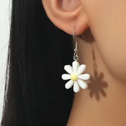 Dangle Earrings Korean Daisy Flower Drop 2024 Cute Resin Sunflower For Women Girls Lovely Summer Fashion Jewelry