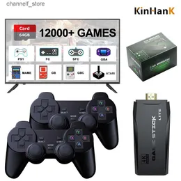 Game Controllers Joysticks KINHANK Super Console S2 Game Stick Video Game Console 12000 Retro Game for PS1/GBC/GBA/SFC 64G 2.4G Double Wireless ControllerY240322