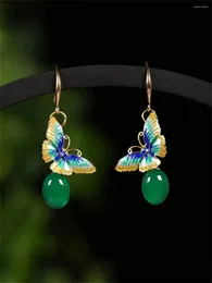 Dangle Earrings 1ペアバタフライペンダントイヤーフック古代中国スタイルのハンフチョンサムジュエリー女性ガールジュエリーギフト