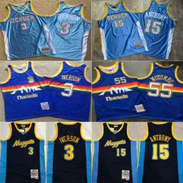 Maglie da basket retrò cucite autentiche 3 Iverson 15 Anthony 55 Mutombo 15 Jokic four_sports_jerseys top