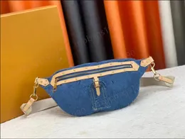 Canvas Jeans Blue Midjeväskor nyaste Stlye Bumbag Cross Body Fashion Chest Pack Axelväska Temperament Cross Fanny Pack Bum Midjepåsar 43837