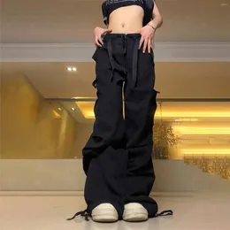 Kadın Pantolon Kargo Kadın Moda Trendi Kişiselleştirilmiş Avant-Garde Sound Gevşek Kız Yüksek Bel Geniş Bacak Fener Y2K Swearpants