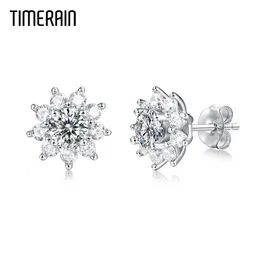 Luxury 05ct 5mm Flower Real örhängen för kvinnor 925 Sterling Silver Wedding Fine Jewelry Womens Gift Wholesale 240228