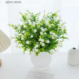 Sztuczne kwiaty sztuczne plastikowe plastikowe kwiaty sztuczne plastikowe kwiaty Fałszywe eukaliptus Plant Wedding Bridal Bouquet Christmas Wazon Wazon do domu Bonsai Festiwal Y240322