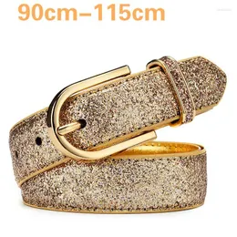 Cintos Anyongzu Mulheres Glitter Golden Belt Feminino Prata Cintura Moda Alta Qualidade Presentes de Luxo Femme 95 100 105 115cm