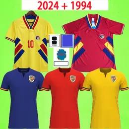 2024 Maglie da calcio Romania 24 All Away Dragusin Stanciu Puscas Alibec Mihaila 94 Shirt da calcio vintage retrò 1994 Hagi Popescu Raduciaiu tanase uniforme
