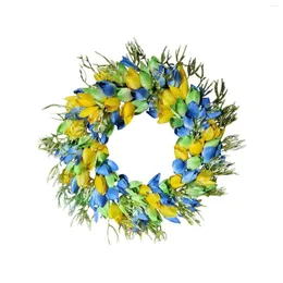 Decorative Flowers Blue Mother's Day Wreath Spring Decorating Farmhouse Decor Wall Home Gift DIY False Flower Front Door Modern