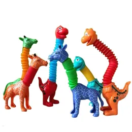 Pop Tubes Sensorisches Fidget-Spielzeug, teleskopisch, flexibel, süßes Giraffenspielzeug, Autismus-Sensorspielzeug für Kinder