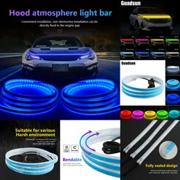 Novo 150cm 180cm led capô do carro rgb controle app flexível circulação diurna decorativa atmosfera lâmpada barra de luz farol 12v