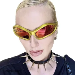2 pçs moda luxo designer y2k óculos de sol 2023 novos esportes à prova de vento óculos de sol tendência personalizado alienígena para mulher